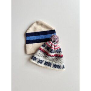 Lot of 2 Vintage GORDINI 100% Wool Patterned Beanie Hats